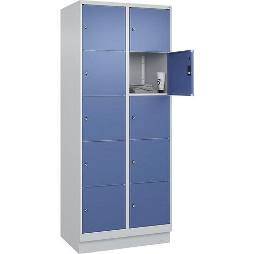 4066681684102 - 5er-Schließfachschrank Classic PLUS 2 Abteile lichtgrau fernblau B 800 mm 10 Fächer mit Bodensockel 4066681684102 - 5er-Schließfachschrank Classic PLUS 2 Abteile lichtgrau fernblau B 800 mm 10 Fächer mit Bodensockel