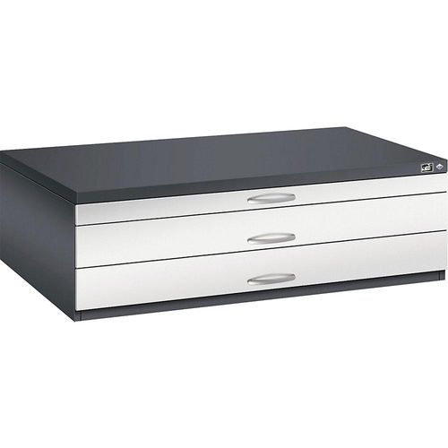 4068192049548 - Zeichnungsschrank DIN A0 3 Schubladen Höhe 420 mm schwarzgrau lichtgrau C+P 4068192049548 - Zeichnungsschrank DIN A0 3 Schubladen Höhe 420 mm schwarzgrau lichtgrau C+P