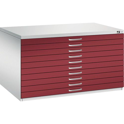 4067521477717 - Zeichnungsschrank DIN A0 10 Schubladen Höhe 760 mm lichtgrau rubinrot C+P 4067521477717 - Zeichnungsschrank DIN A0 10 Schubladen Höhe 760 mm lichtgrau rubinrot C+P