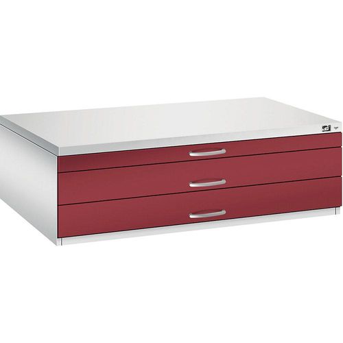 4068192049531 - CP 7200 Planschrank lichtgrau rubinrot 3 Schubladen 1350 x 960 x 420 cm