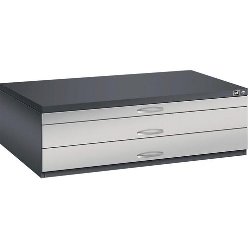 4068192049166 - Zeichnungsschrank DIN A0 3 Schubladen Höhe 420 mm schwarzgrau weißaluminium C+P 4068192049166 - Zeichnungsschrank DIN A0 3 Schubladen Höhe 420 mm schwarzgrau weißaluminium C+P