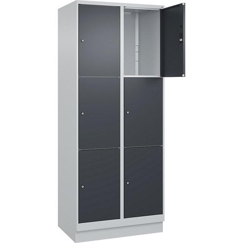 4066681683839 - 3er-Schließfachschrank Classic PLUS 2 Abteile lichtgrau grau B 800 mm 6 Fächer mit Bodensockel C+P 4066681683839 - 3er-Schließfachschrank Classic PLUS 2 Abteile lichtgrau grau B 800 mm 6 Fächer mit Bodensockel C+P