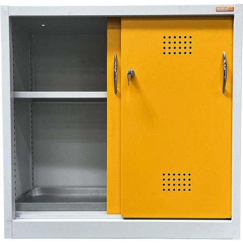 4061753274755 - eurokraft basic Umweltschrank mit Schiebetüren Höhe 900 mm 1 Fachboden mit 1 Bodenauffangwanne