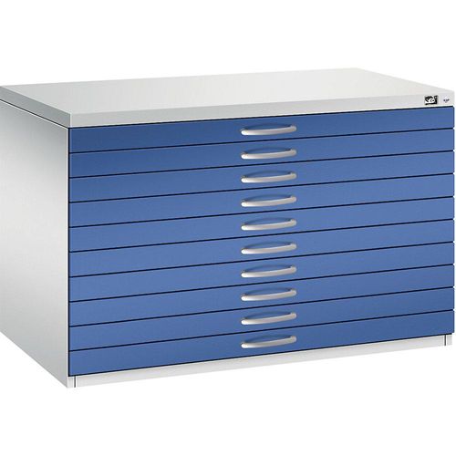 4067521473719 - Zeichnungsschrank DIN A1 10 Schubladen Höhe 760 mm lichtgrau enzianblau C+P 4067521473719 - Zeichnungsschrank DIN A1 10 Schubladen Höhe 760 mm lichtgrau enzianblau C+P