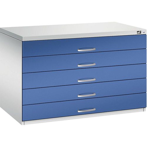 4068427436143 - Zeichnungsschrank DIN A1 5 Schubladen Höhe 760 mm lichtgrau enzianblau C+P 4068427436143 - Zeichnungsschrank DIN A1 5 Schubladen Höhe 760 mm lichtgrau enzianblau C+P