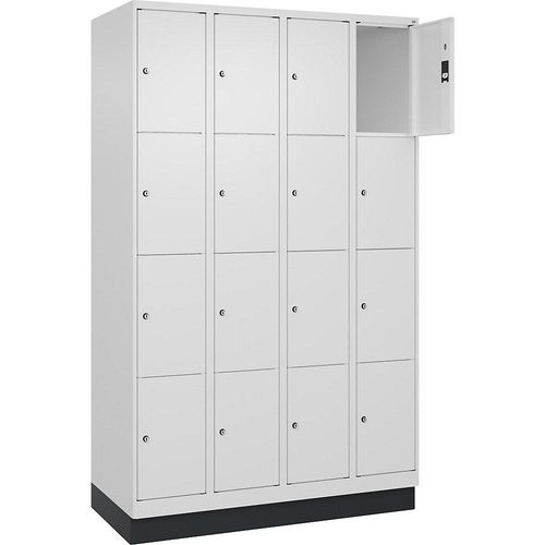 4066681694125 - 4er-Schließfachschrank Classic PLUS 4 Abteile verkehrsweiß B 1200 mm 16 Fächer mit Bodensockel