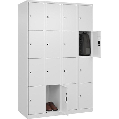 4067521353202 - 4er-Schließfachschrank Classic PLUS 4 Abteile verkehrsweiß B 1200 mm 16 Fächer mit Bodengleitern