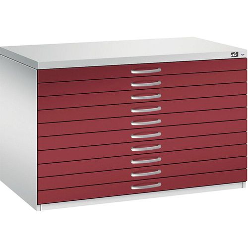 4067521473702 - Zeichnungsschrank DIN A1 10 Schubladen Höhe 760 mm lichtgrau rubinrot C+P 4067521473702 - Zeichnungsschrank DIN A1 10 Schubladen Höhe 760 mm lichtgrau rubinrot C+P