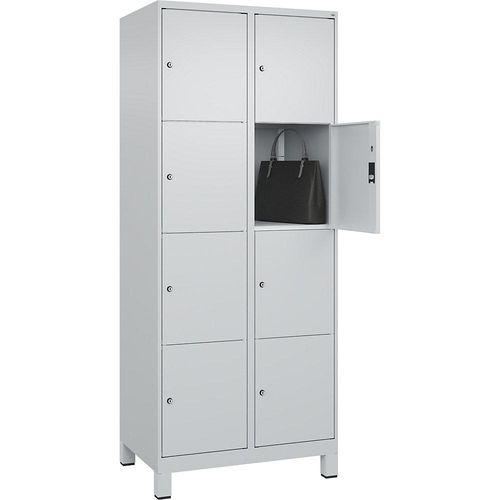 4066681680845 - 4er-Schließfachschrank Classic PLUS 2 Abteile lichtgrau B 800 mm 8 Fächer mit Füßen