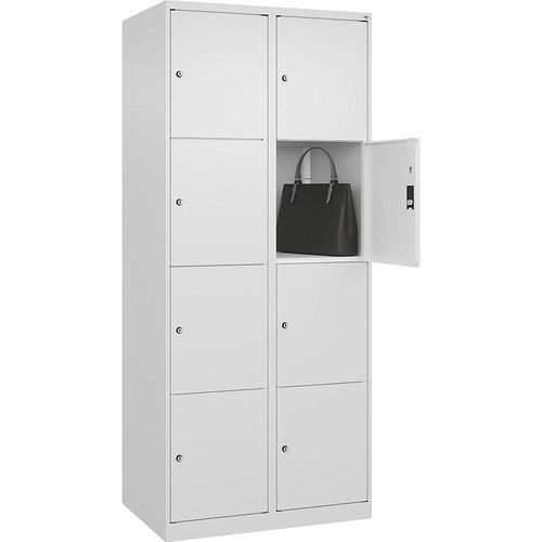 4067521351222 - 4er-Schließfachschrank Classic PLUS 2 Abteile verkehrsweiß B 800 mm 8 Fächer mit Bodengleitern