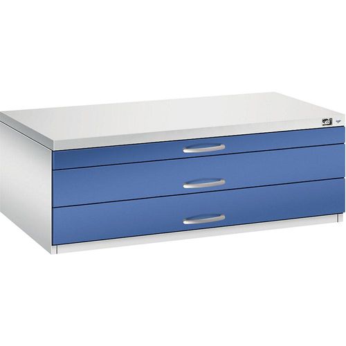 4068192047582 - Zeichnungsschrank DIN A1 3 Schubladen Höhe 420 mm lichtgrau enzianblau C+P 4068192047582 - Zeichnungsschrank DIN A1 3 Schubladen Höhe 420 mm lichtgrau enzianblau C+P
