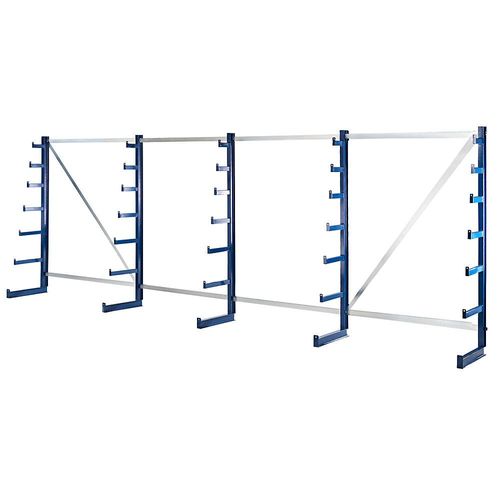 4054666004397 - eurokraft pro Kragarmregal mit nach oben verjüngender Kragarm-Länge Regallänge 5400 mm einseitig enzianblau 4054666004397 - eurokraft pro Kragarmregal mit nach oben verjüngender Kragarm-Länge Regallänge 5400 mm einseitig enzianblau