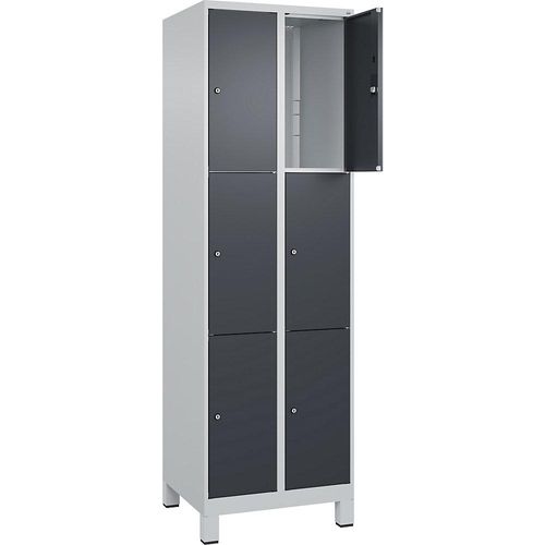 4066681680234 - 3er-Schließfachschrank Classic PLUS 2 Abteile lichtgrau grau B 600 mm 6 Fächer mit Füßen C+P 4066681680234 - 3er-Schließfachschrank Classic PLUS 2 Abteile lichtgrau grau B 600 mm 6 Fächer mit Füßen C+P