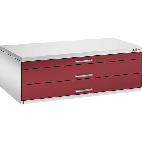 4068192047575 - Zeichnungsschrank DIN A1 3 Schubladen Höhe 420 mm lichtgrau rubinrot C+P 4068192047575 - Zeichnungsschrank DIN A1 3 Schubladen Höhe 420 mm lichtgrau rubinrot C+P