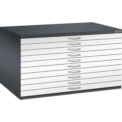 4067521478608 - Zeichnungsschrank DIN A0 10 Schubladen Höhe 760 mm schwarzgrau verkehrsweiß C+P 4067521478608 - Zeichnungsschrank DIN A0 10 Schubladen Höhe 760 mm schwarzgrau verkehrsweiß C+P
