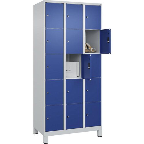 4066681681385 - Schließfachschrank Classic Plus enzianblau lichtgrau 080010-305 S10003 15 Schließfächer 900 x 500 x 1950 cm 4066681681385 C