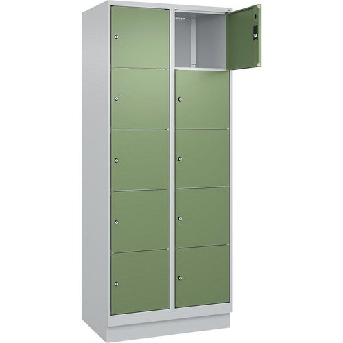 4066681684119 - 5er-Schließfachschrank Classic PLUS 2 Abteile lichtgrau resedagrün B 800 mm 10 Fächer mit Bodensockel C+P 4066681684119 - 5er-Schließfachschrank Classic PLUS 2 Abteile lichtgrau resedagrün B 800 mm 10 Fächer mit Bodensockel C+P