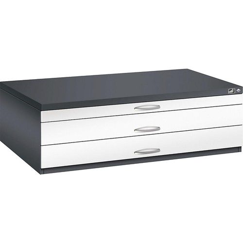 4062084478904 - Zeichnungsschrank DIN A0 3 Schubladen Höhe 420 mm schwarzgrau verkehrsweiß C+P 4062084478904 - Zeichnungsschrank DIN A0 3 Schubladen Höhe 420 mm schwarzgrau verkehrsweiß C+P