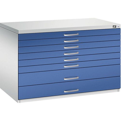 4068192048695 - Zeichnungsschrank DIN A1 8 Schubladen Höhe 760 mm lichtgrau   enzianblau C+P