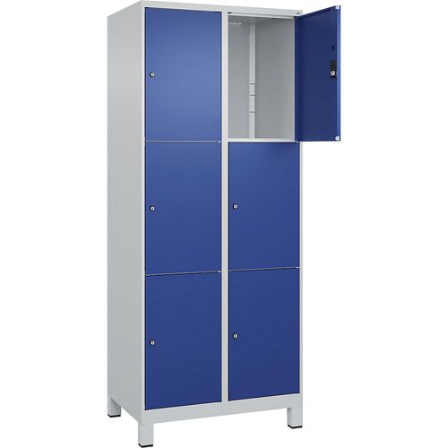 4066681680630 - 3er-Schließfachschrank Classic PLUS 2 Abteile lichtgrau enzianblau B 800 mm 6 Fächer mit Füßen C+P 4066681680630 - 3er-Schließfachschrank Classic PLUS 2 Abteile lichtgrau enzianblau B 800 mm 6 Fächer mit Füßen C+P