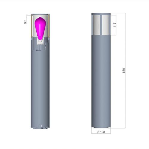 4042943179401 - DEKO 730500 - Pollerleuchte Facado II rund opal 650mm 1x E27 Grau