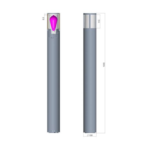 4042943179449 - DEKO 730504 - Pollerleuchte Facado II rund opal 1000mm 1x E27 Grau