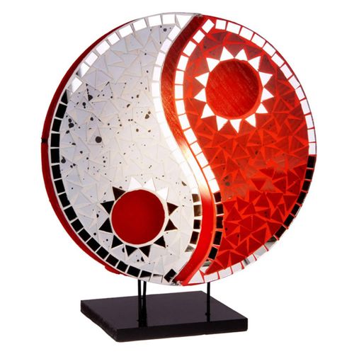 4250323846175 - Woru Tischlampe Ying Yang mit Mosaikspiegelsteinen rot