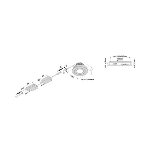 4051268244909 - LED-Einbaustrahler Eco SR 68 weiß 3000 K Ø 85 cm Aluminium