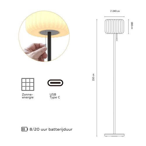 8712879162025 - LED-Solar-Stehleuchte IP44 Zugschalter