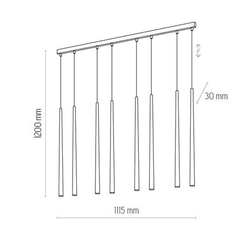 5901780564230 - Pendelleuchte Piano länglich 8-flg schwarz gold