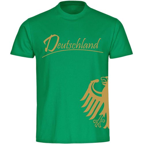 4068859260521 - multifanshop Kinder T-Shirt - Deutschland - Adler seitlich Gold - Druck gold metallic - Kind