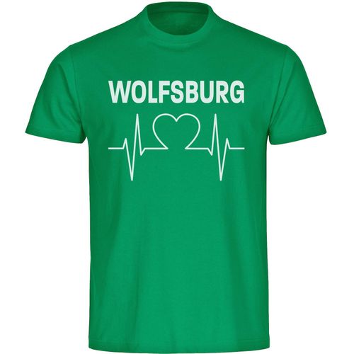 4068859174743 - multifanshop Kinder T-Shirt - Wolfsburg - Herzschlag - Druck weiß - Kind