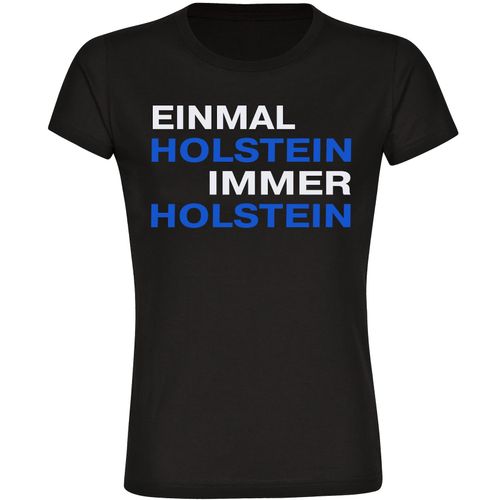 4068859400668 - multifanshop Damen T-Shirt - Holstein - Einmal Immer - Druck blau - Frauen