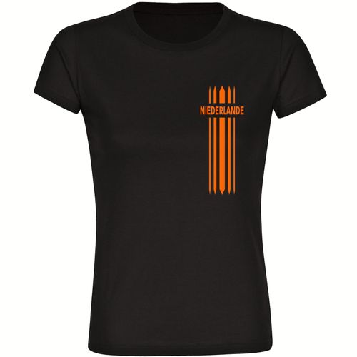 4068859457587 - multifanshop Damen T-Shirt - Niederlande - Streifen - Druck orange - Frauen