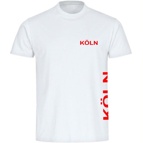 4068859080006 - multifanshop Herren T-Shirt - Köln - Brust & Seite - Druck rot - Männer