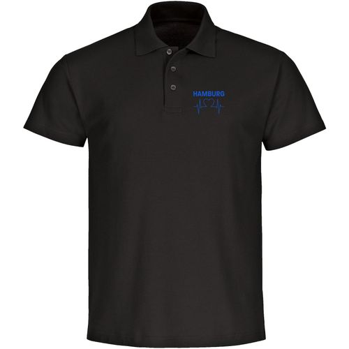 4068859010621 - multifanshop Poloshirt - Hamburg - Herzschlag - Druck blau - Polo