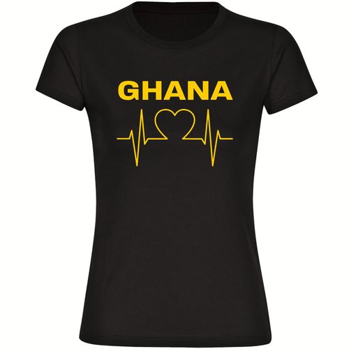 4068859313449 - multifanshop Damen T-Shirt - Ghana - Herzschlag - Druck gelb - Frauen