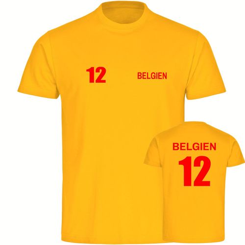 4068859281526 - multifanshop Herren T-Shirt - Belgien - Trikot Nummer 12 - Druck rot - Männer