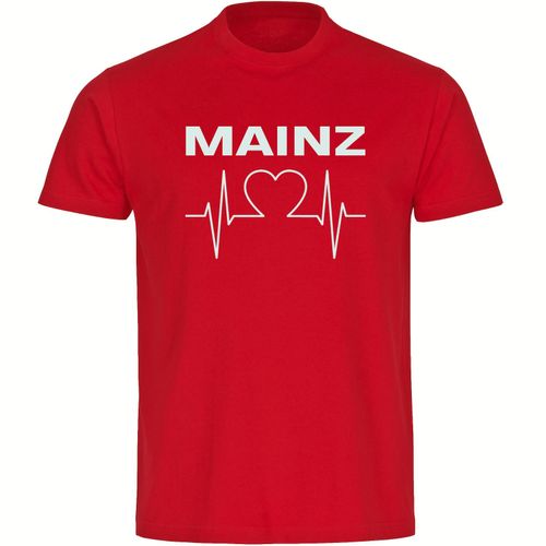 4068859114022 - multifanshop Herren T-Shirt - Mainz - Herzschlag - Druck weiß - Männer