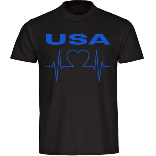 4068859324599 - multifanshop Herren T-Shirt - USA - Herzschlag - Druck blau - Männer 4068859324599 - multifanshop Herren T-Shirt - USA - Herzschlag - Druck blau - Männer