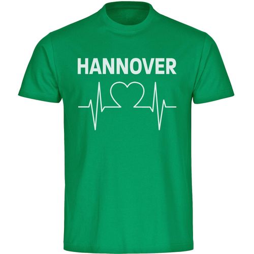 4068859172749 - multifanshop Herren T-Shirt - Hannover - Herzschlag - Druck weiß - Männer