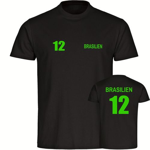 4068859284695 - multifanshop Herren T-Shirt - Brasilien - Trikot Nummer 12 - Druck gelb - Männer