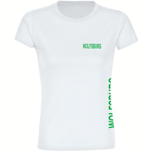 4068859168254 - multifanshop Damen T-Shirt - Wolfsburg - Brust & Seite - Druck grün - Frauen