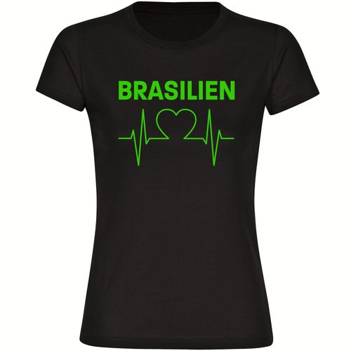 4068859286446 - multifanshop Damen T-Shirt - Brasilien - Herzschlag - Druck gelb - Frauen