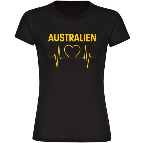 4068859277666 - multifanshop Damen T-Shirt - Australien - Herzschlag - Druck gelb - Frauen