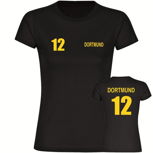 4068859186821 - multifanshop® Damen T-Shirt - Dortmund - Trikot Nummer 12 - Druck gelb - Frauen