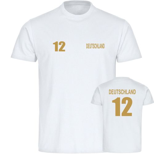 4068859255985 - multifanshop Kinder T-Shirt - Deutschland - Trikot Nummer 12 Gold - Druck gold metallic - Kind 4068859255985 - multifanshop Kinder T-Shirt - Deutschland - Trikot Nummer 12 Gold - Druck gold metallic - Kind