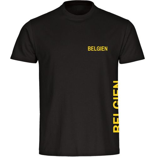 4068859282837 - multifanshop Kinder T-Shirt - Belgien - Brust & Seite - Druck gelb - Kind