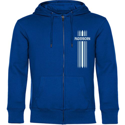 4068859050047 - multifanshop Kapuzen Sweatshirt Jacke - Paderborn - Streifen - Druck weiß - Sweat