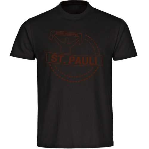 4068859195199 - multifanshop Herren T-Shirt - St Pauli - Meine Fankurve - Druck braun - Männer